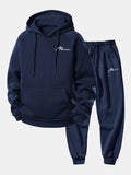 Men's Pullover Hoodie and Tapered Jogger Tracksuit - Dark Gray