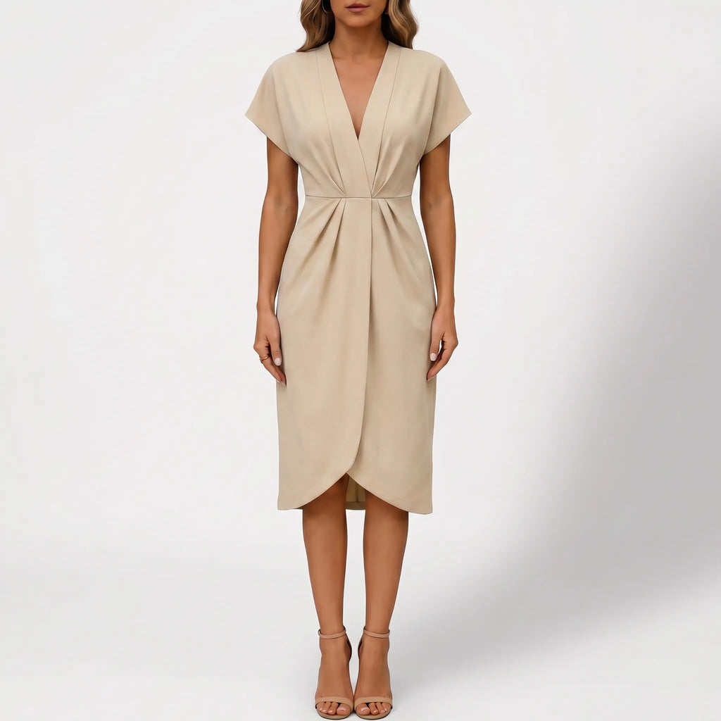 Women's Wrap Midi Dress - V Neck for Summer Cocktail