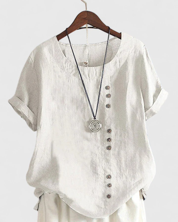 Women's Comfortable Short Sleeve Blouse - White