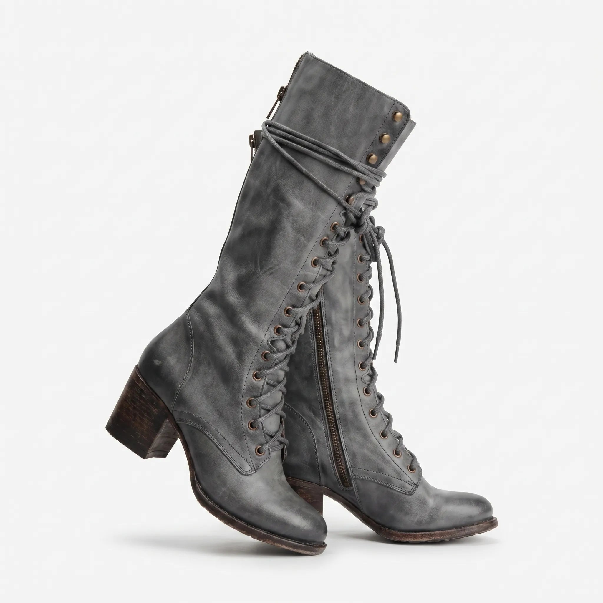 Lace Up Knee High Boots