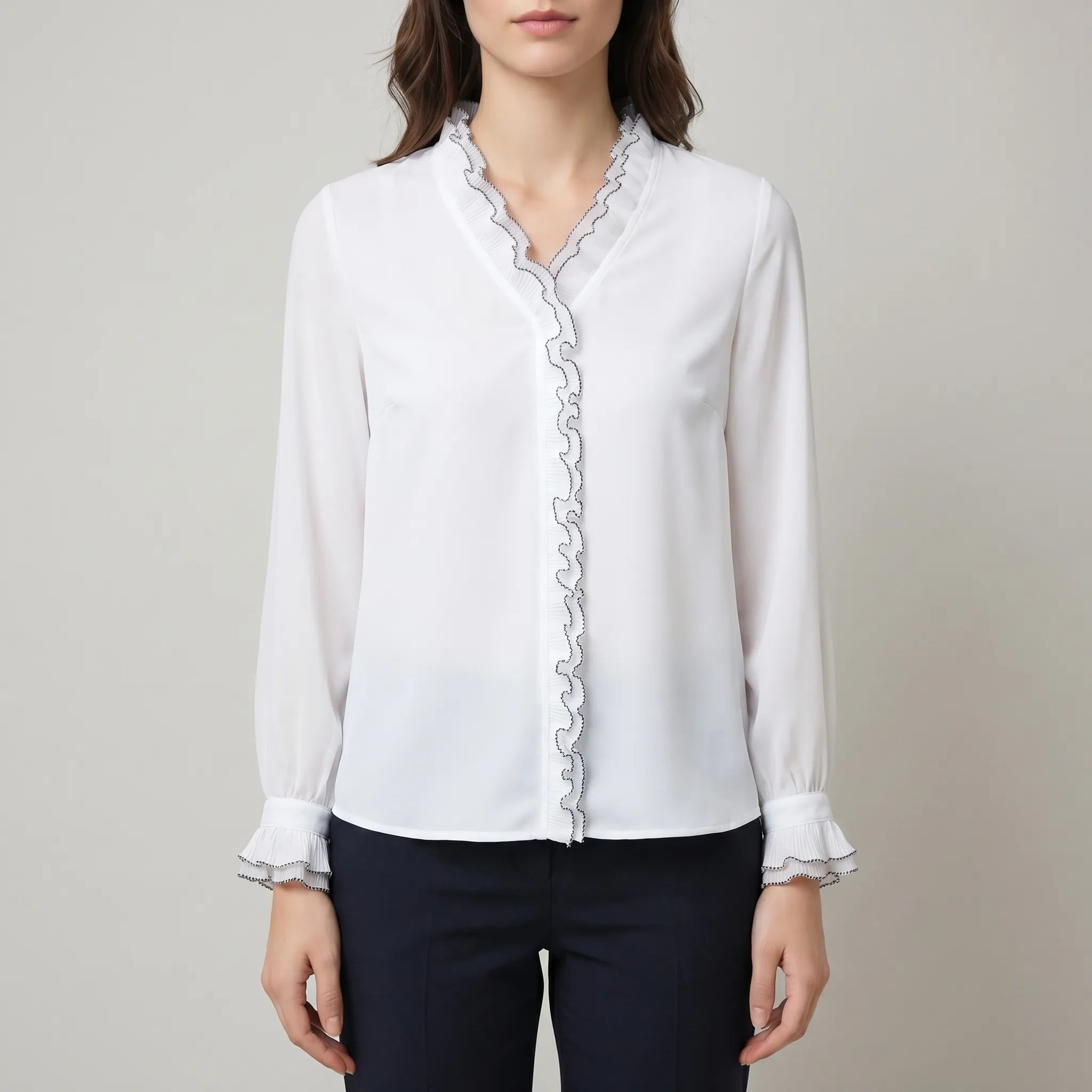 Satin Ruffle Blouse