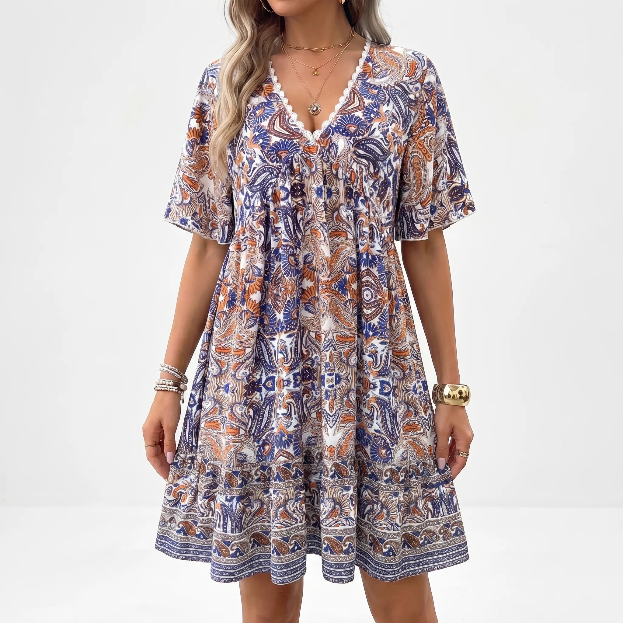 Boho Paisley Mini Dress