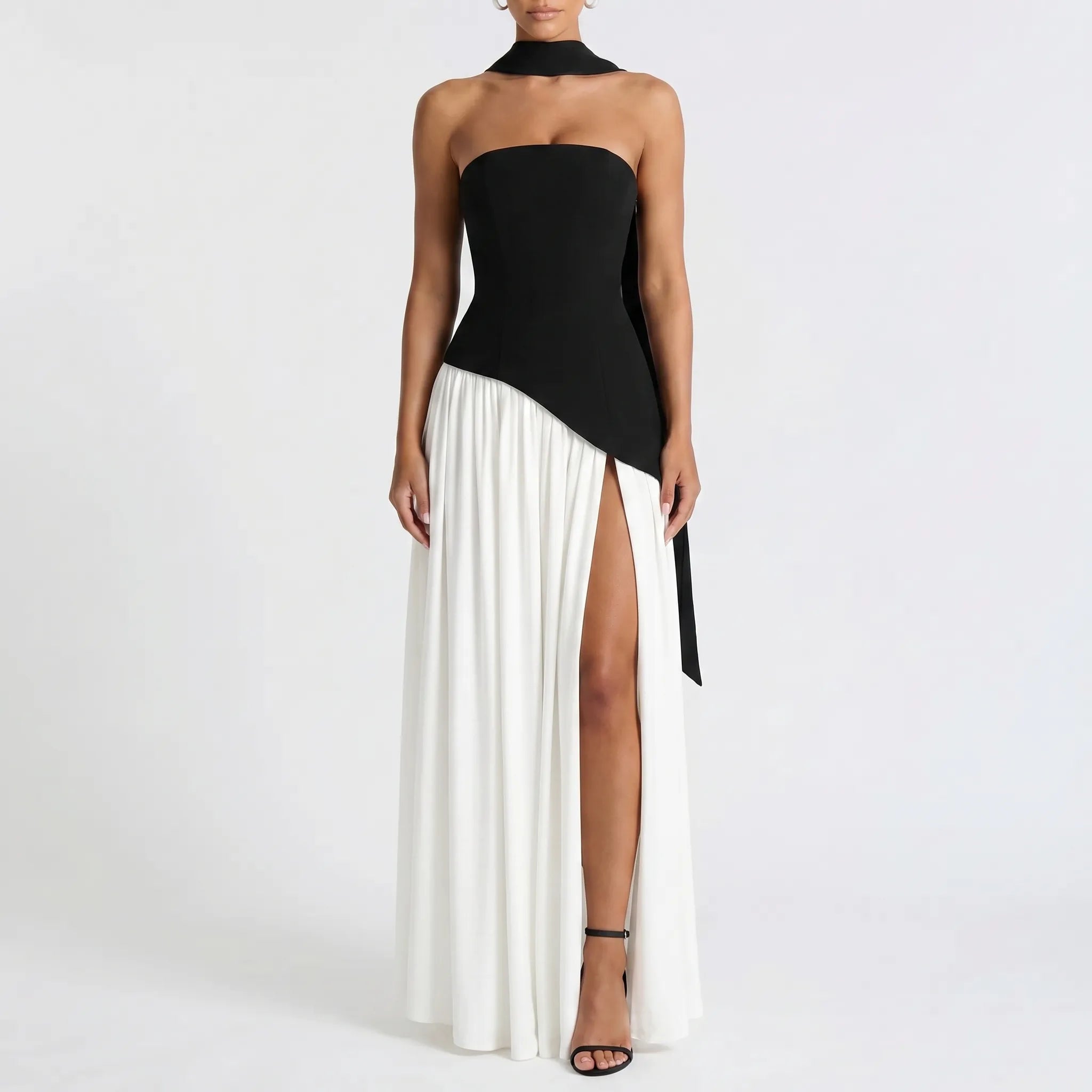 Strapless High-Low Maxi Dress