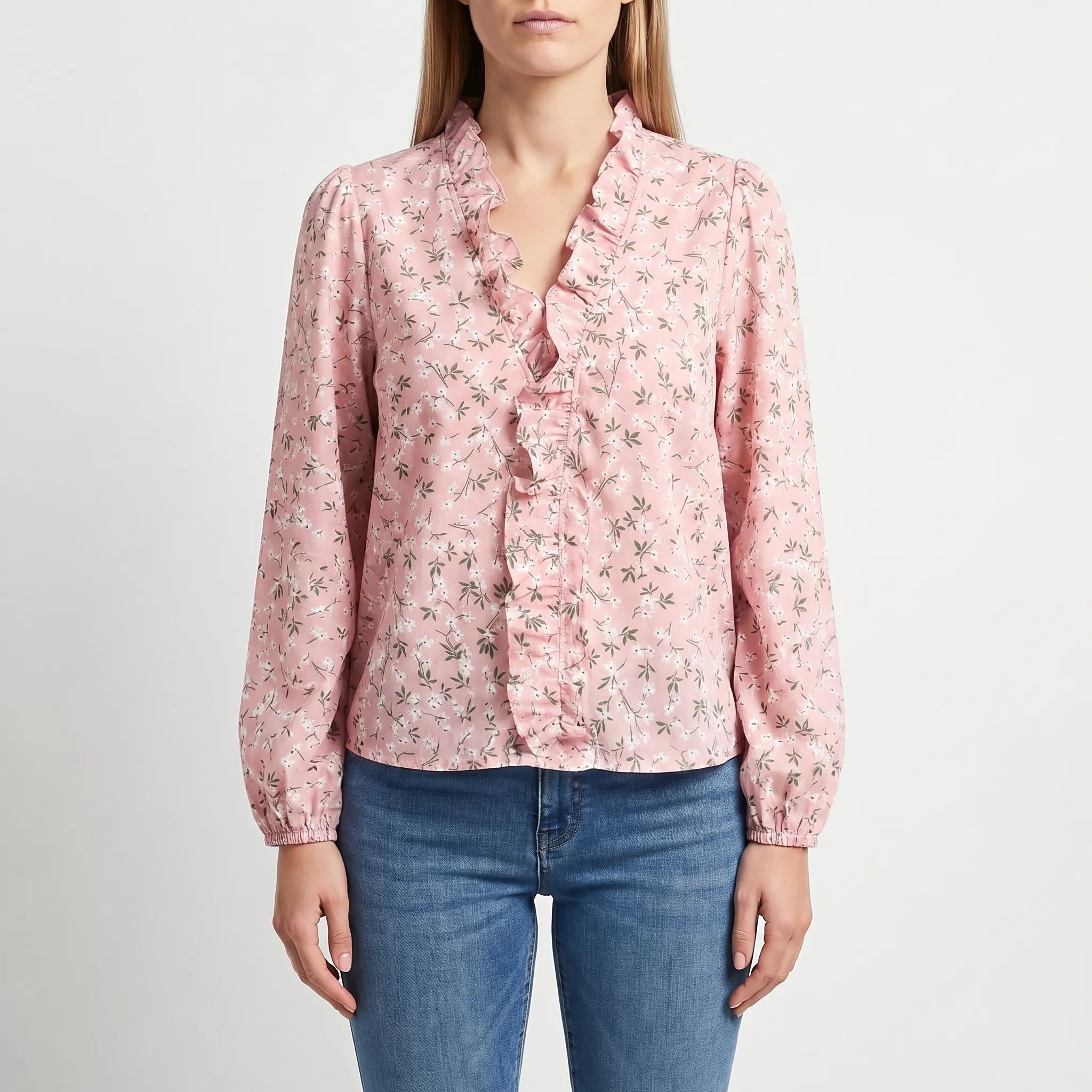 Ruffle V Neck Blouse