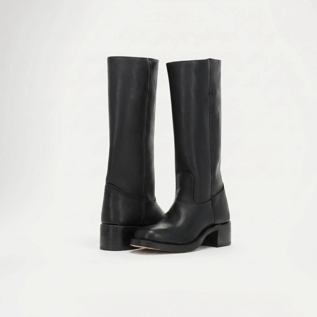 Square Toe Leather Knee High Boots