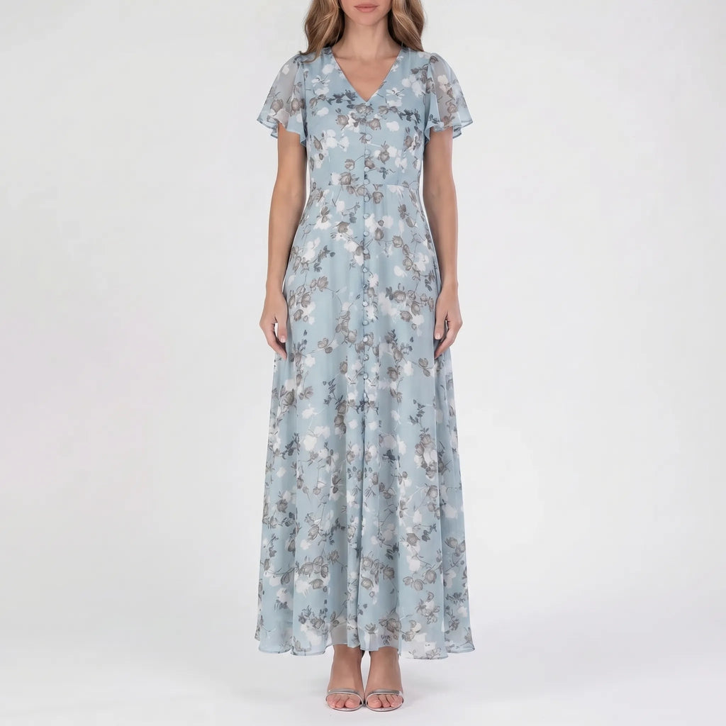 Women's Floral Wrap Maxi Dress - Elegant Summer Occasion