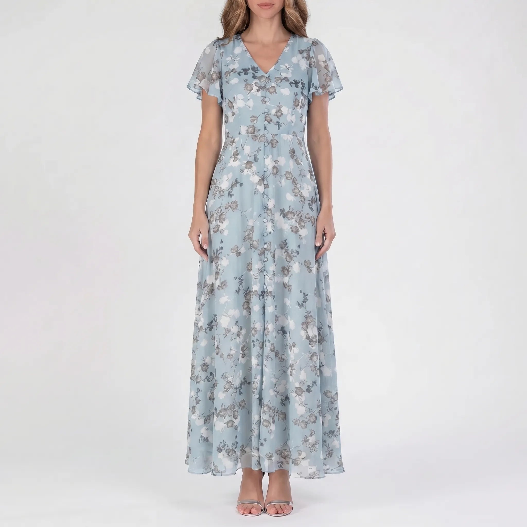 Women's Floral Wrap Maxi Dress - Elegant Summer Occasion
