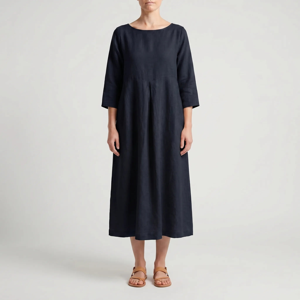 Women's Loose Fit Midi Dress - Swing Dress with Pockets