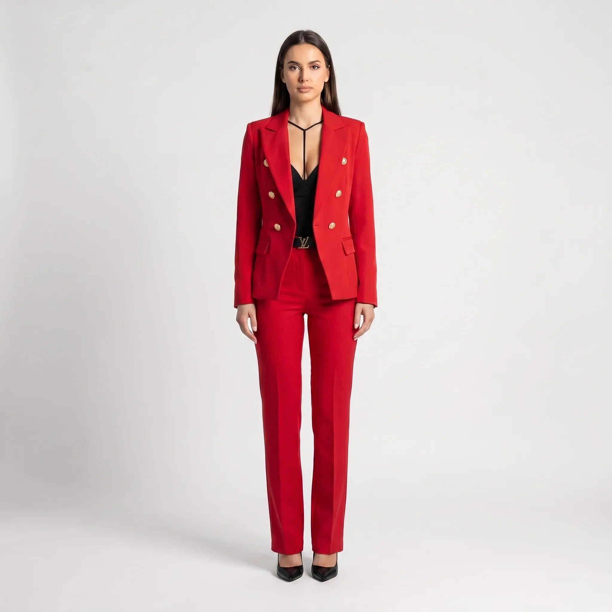 Women's Tailored Blazer and Pants 2 Piece Suit Set