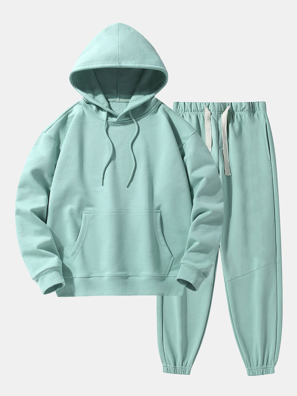 Men's Heavyweight Drop-Shoulder Hoodie and Jogger Set - Mint Green