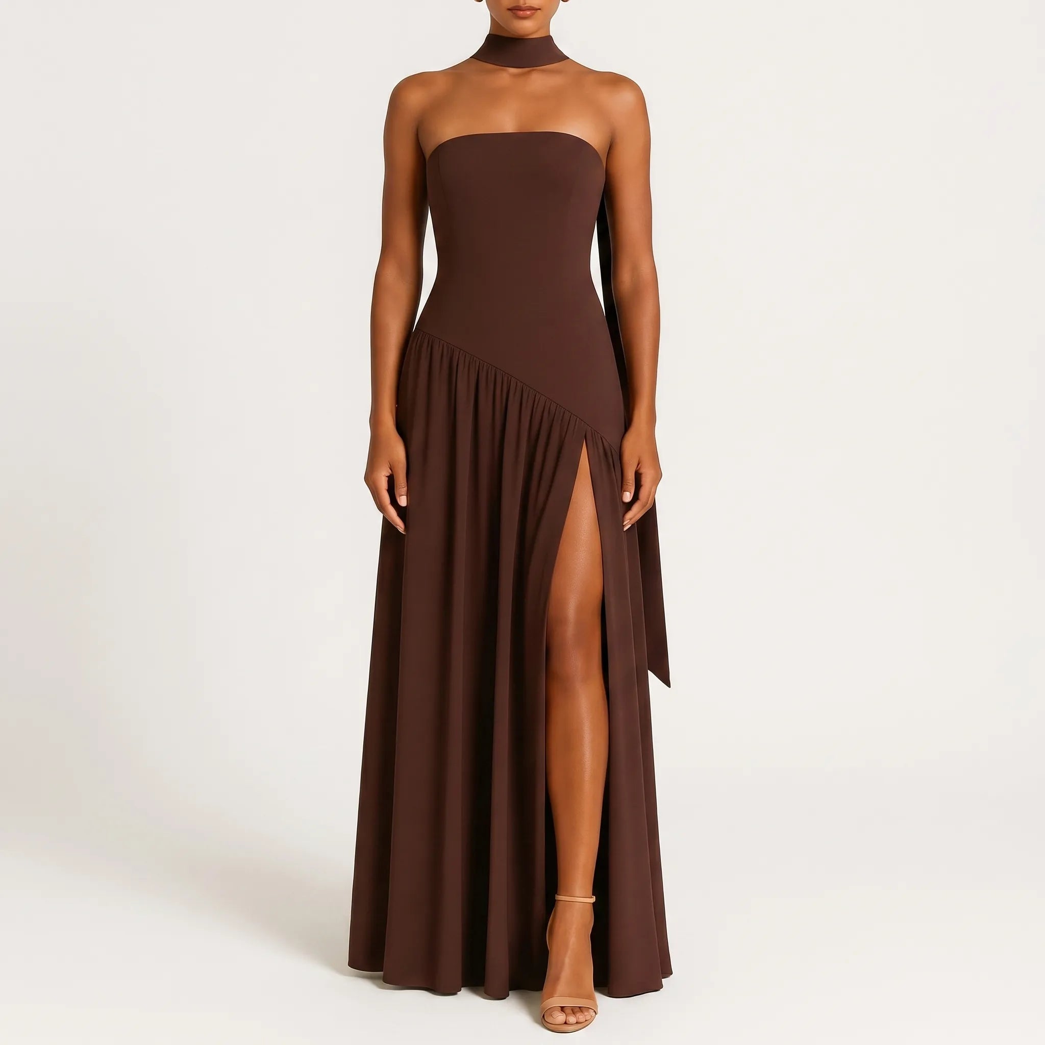 Strapless Maxi Dress with Choker Detail