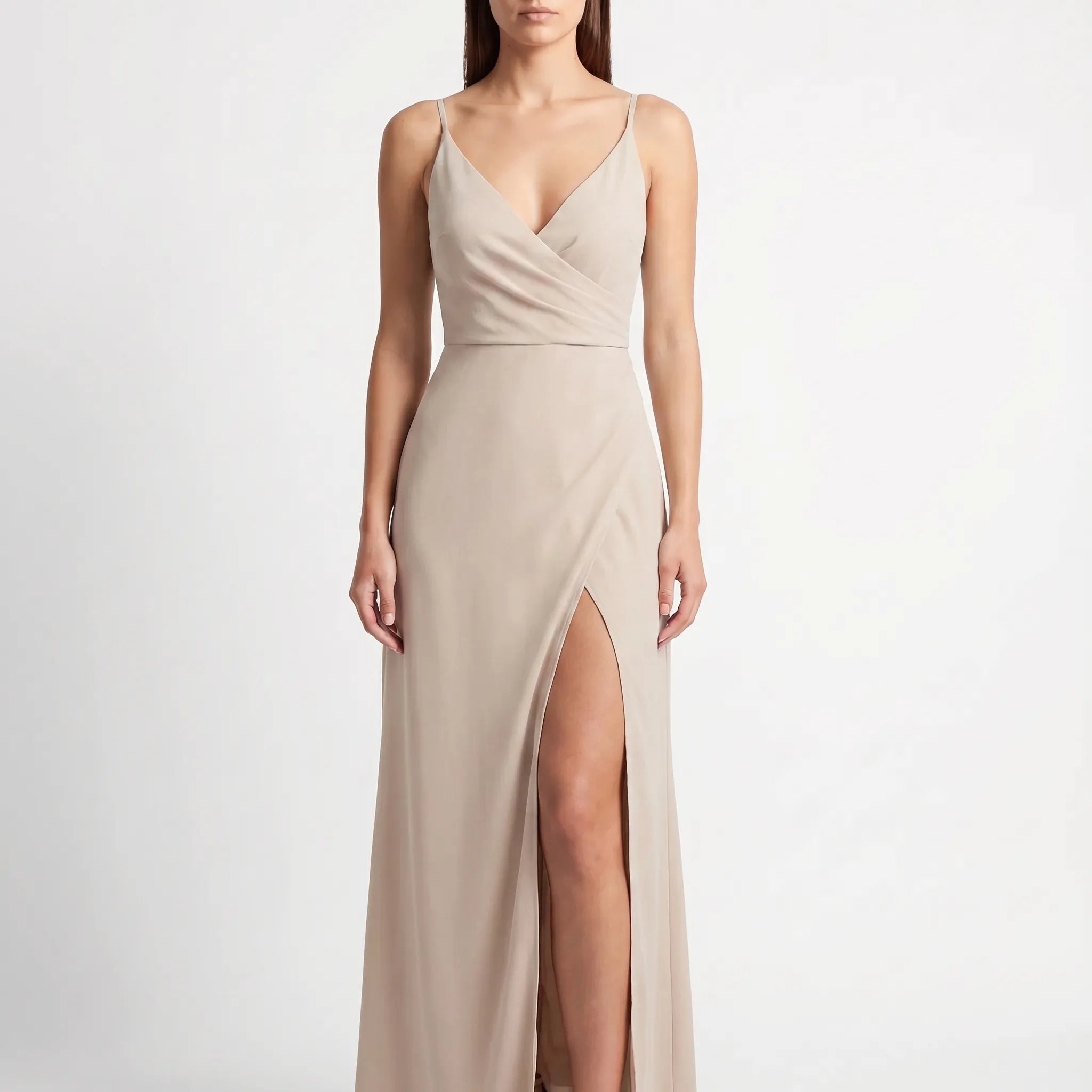 Cowl Neck High-Slit Maxi Dress