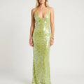 Sequin Open-Back Maxi Dress