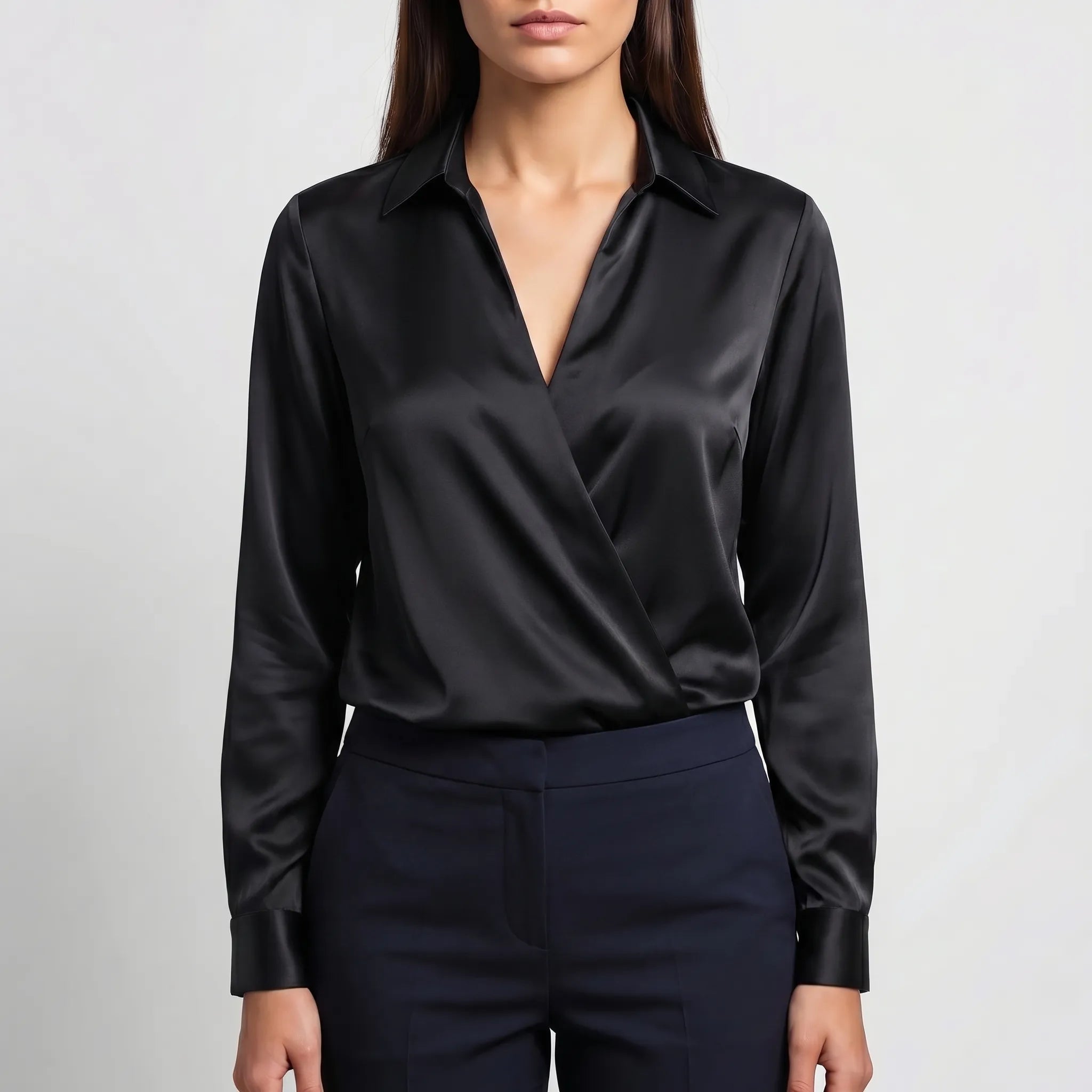 Satin V Neck Blouse