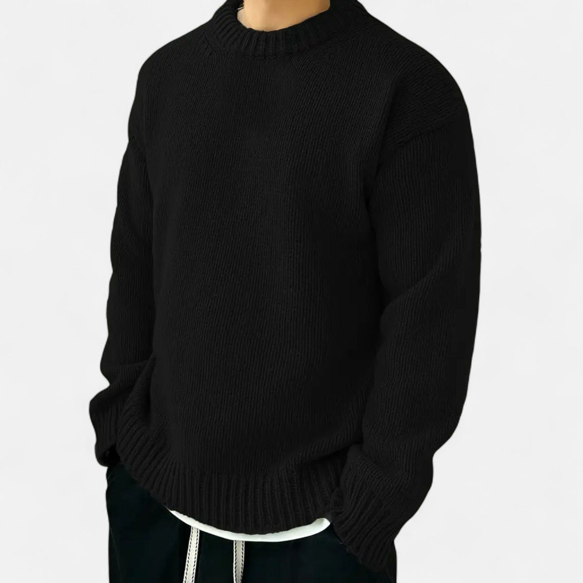 Men's Solid Crew Neck Knit Pullover