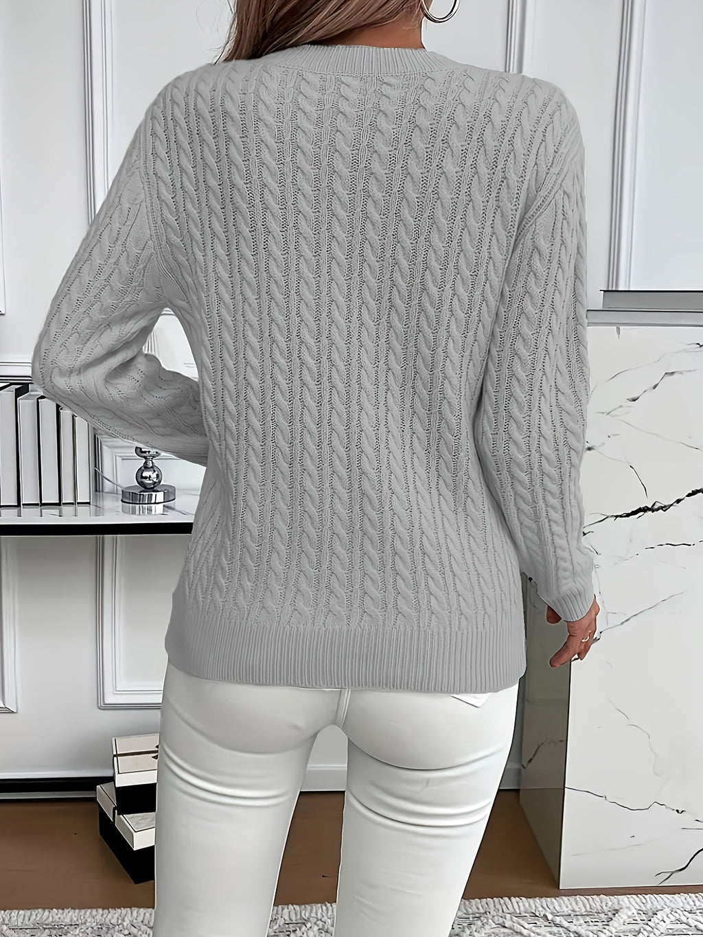 Women's Cable-Knit Relaxed Fit Sweater