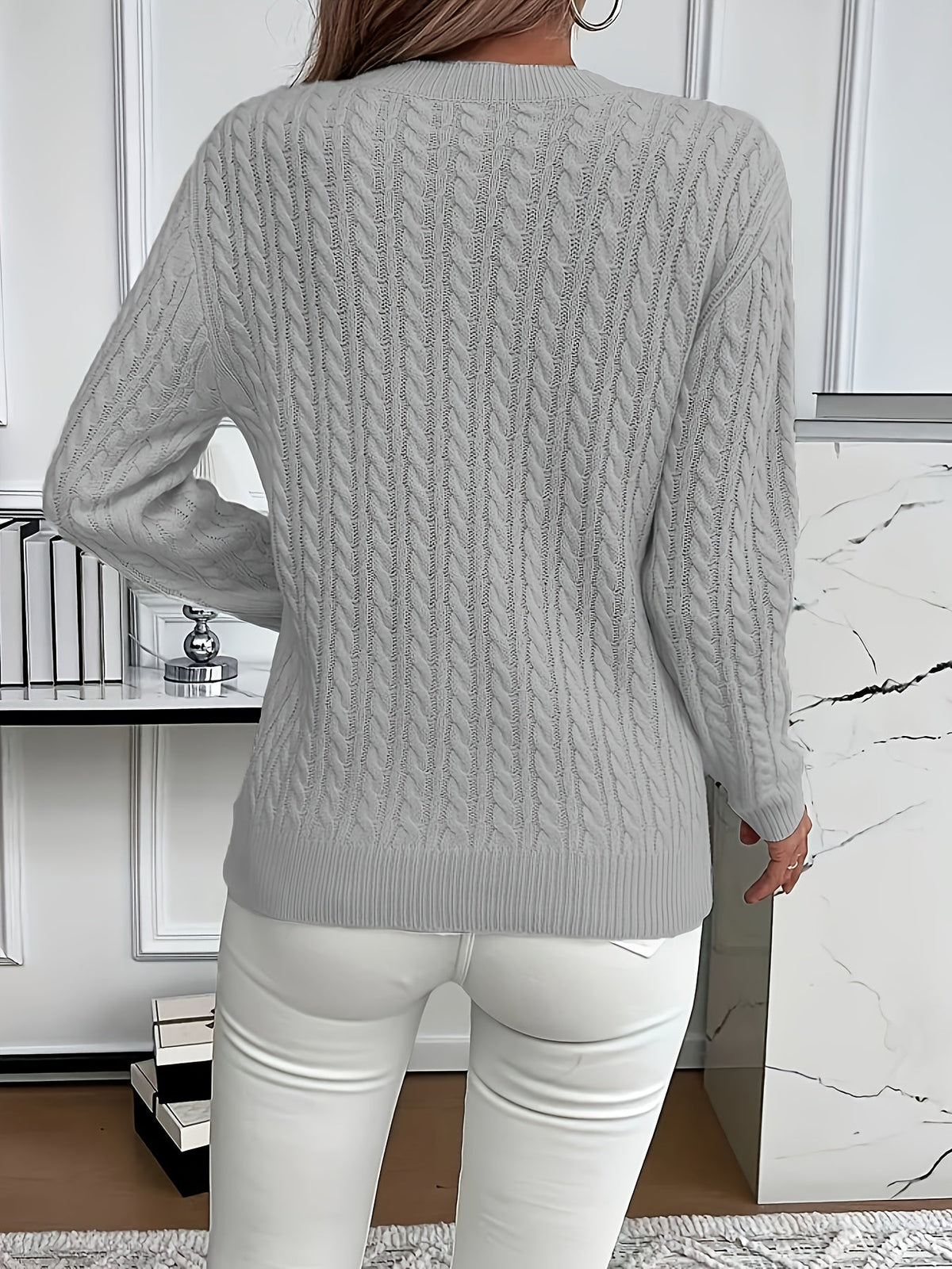 Women's Cable-Knit Relaxed Fit Sweater