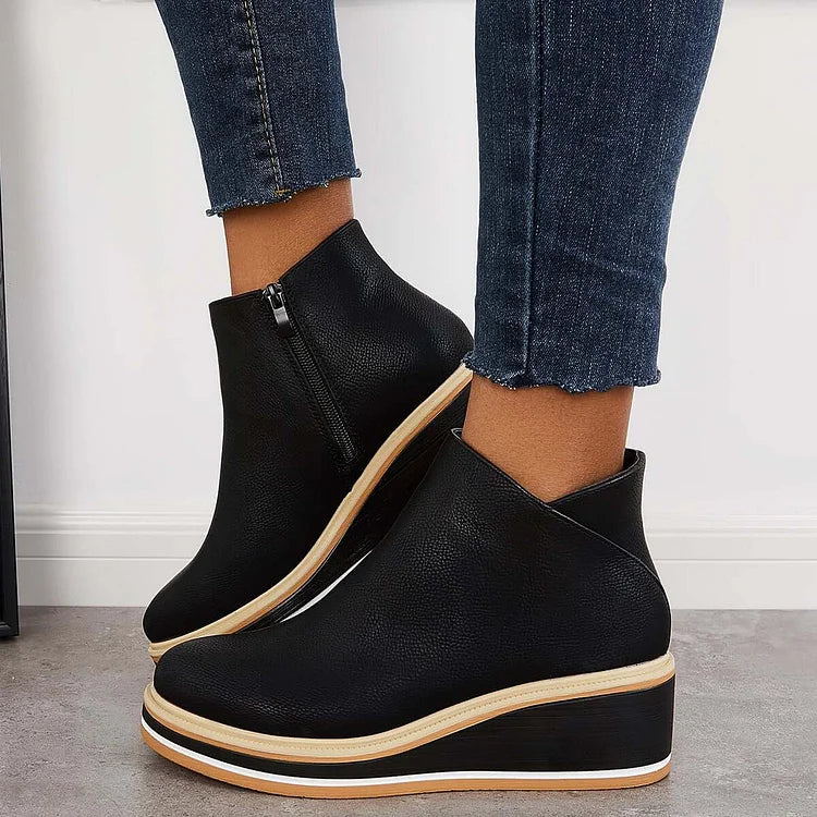 Women's Sleek Platform Side-Zip Ankle Boots