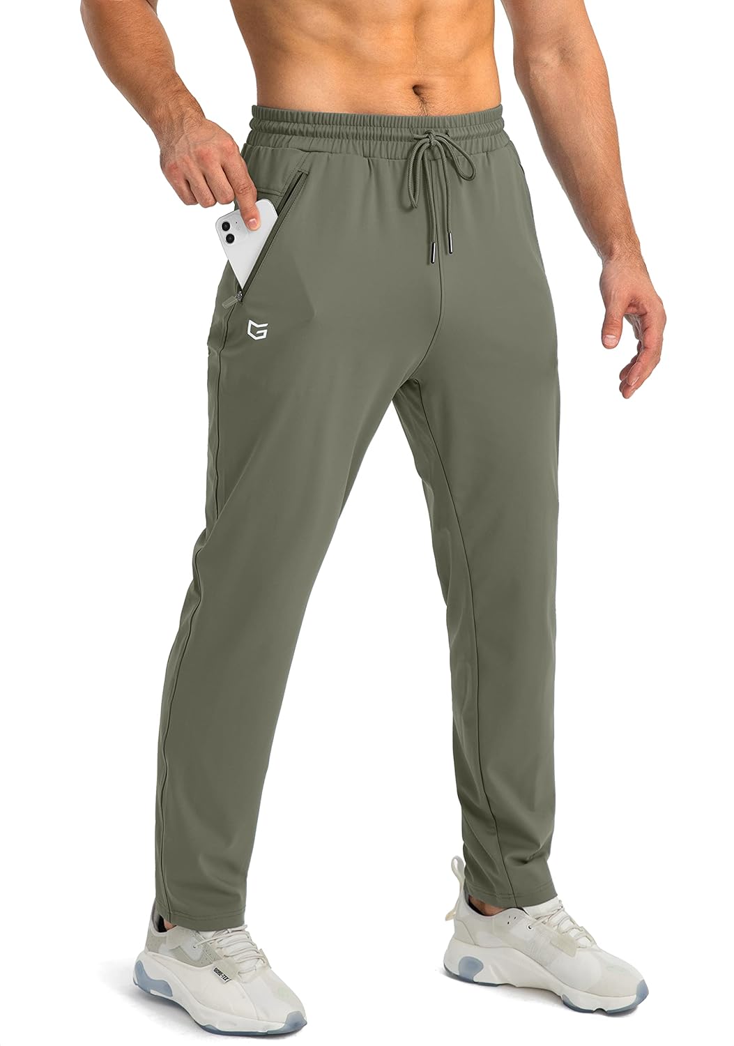 Men's Tapered Stretch Joggers - Olive Green