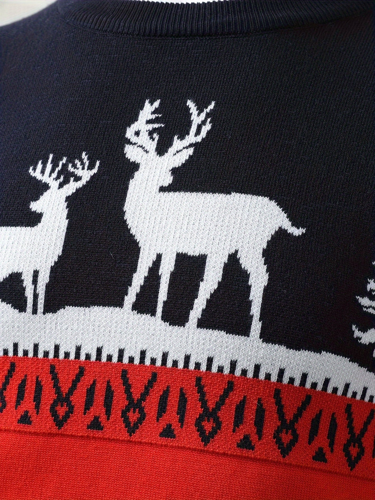 Women's Reindeer and Pine Tree Christmas Crew Neck Sweater