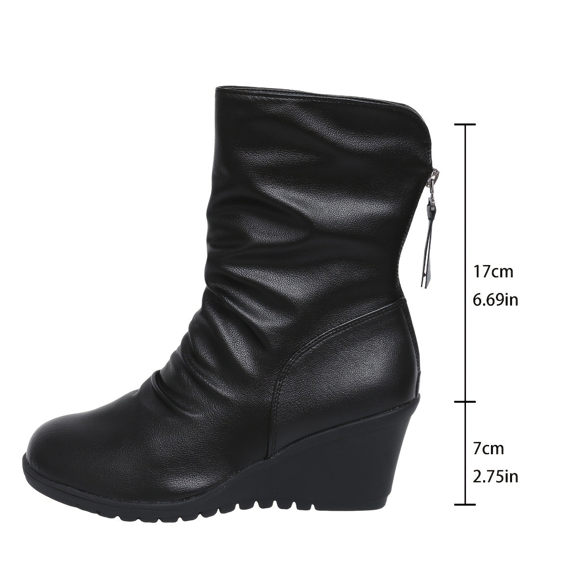 Women's Sleek Wedge-Heel Mid-Calf Boots