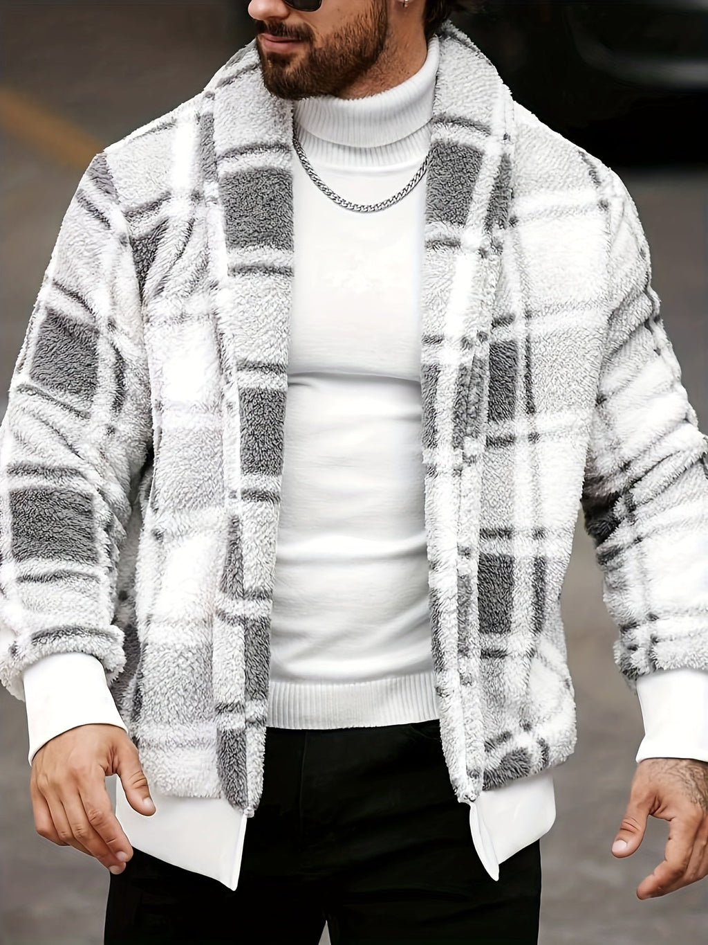 Men's Soft Brushed Check Relaxed-Fit Jacket