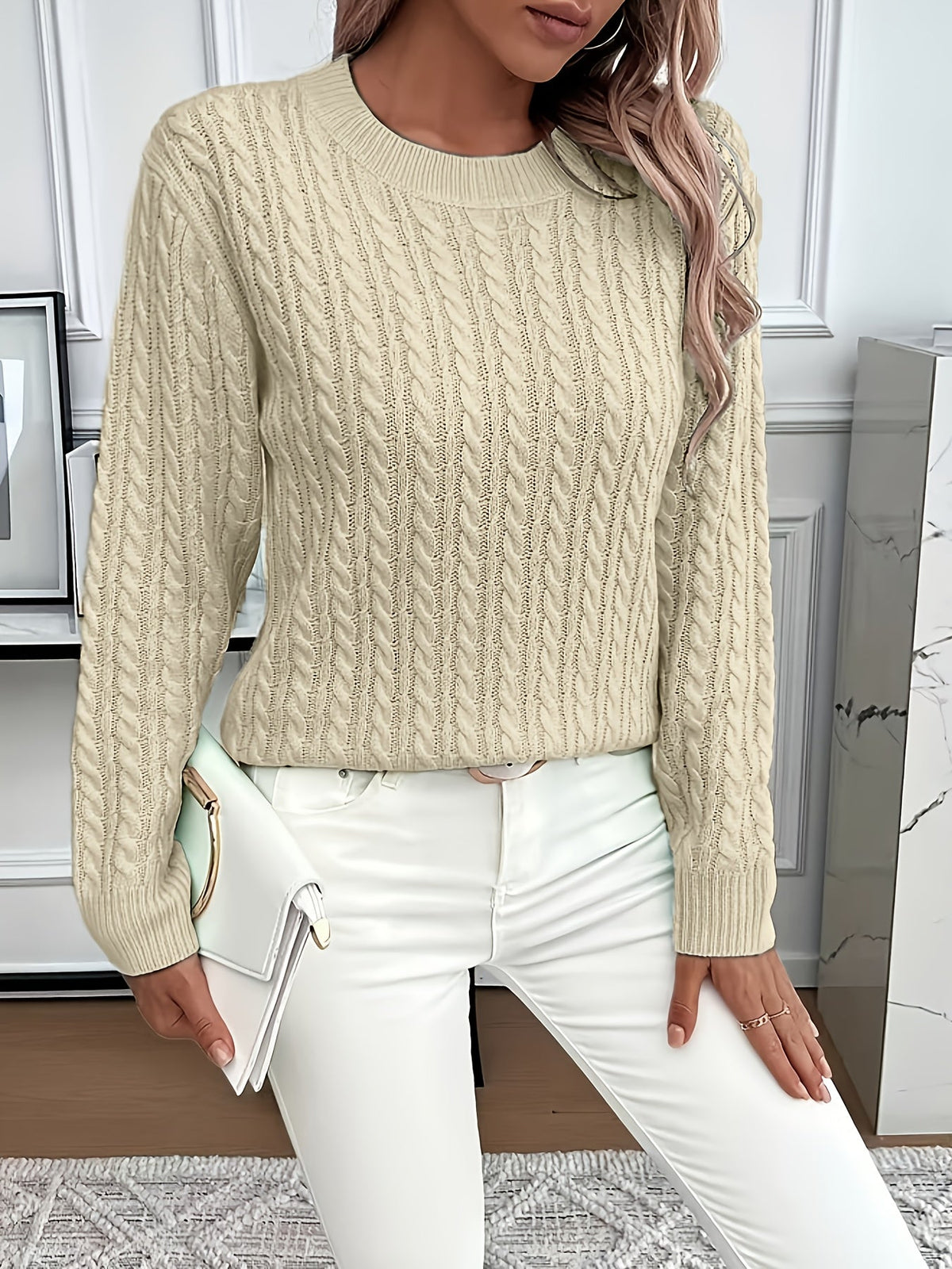 Women's Cable-Knit Relaxed Fit Sweater