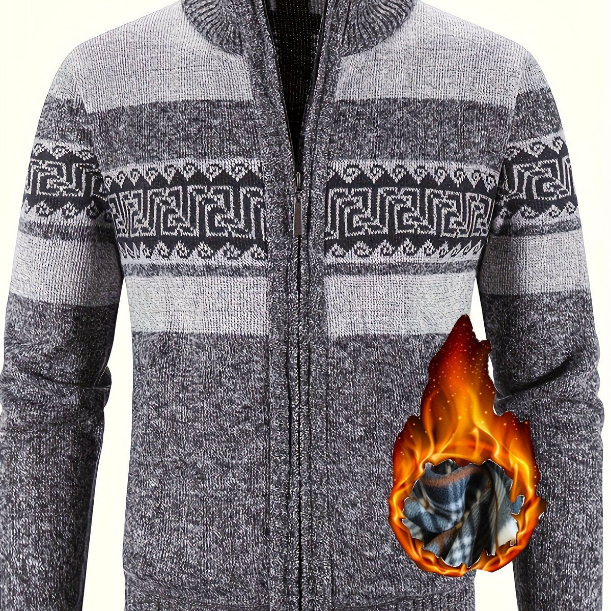 Women's Plush-Lined Full-Zip Stand Collar Cardigan - Dark Gray