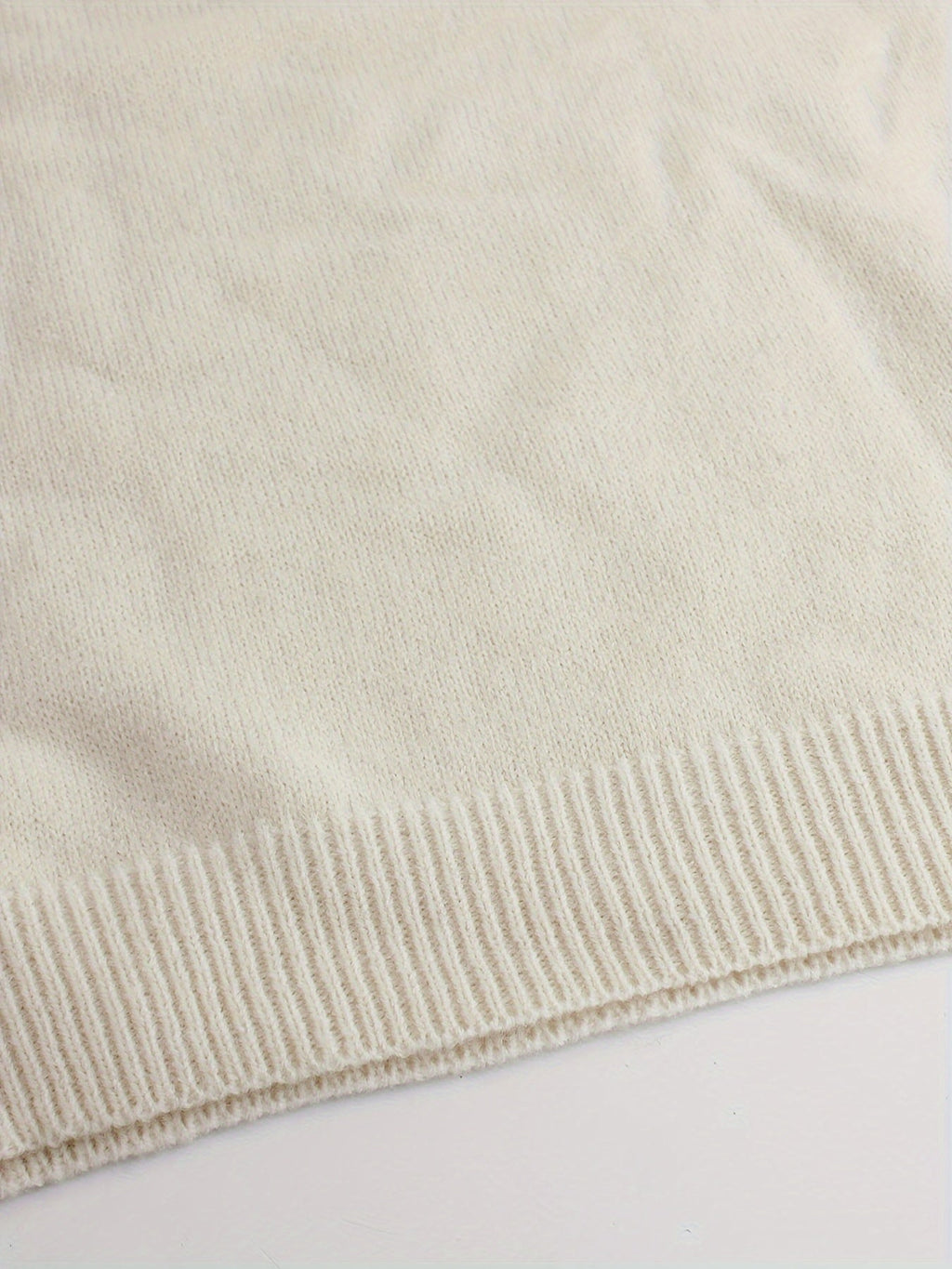 Women's Ribbed Round Neck Sweater with Striped Cuffs