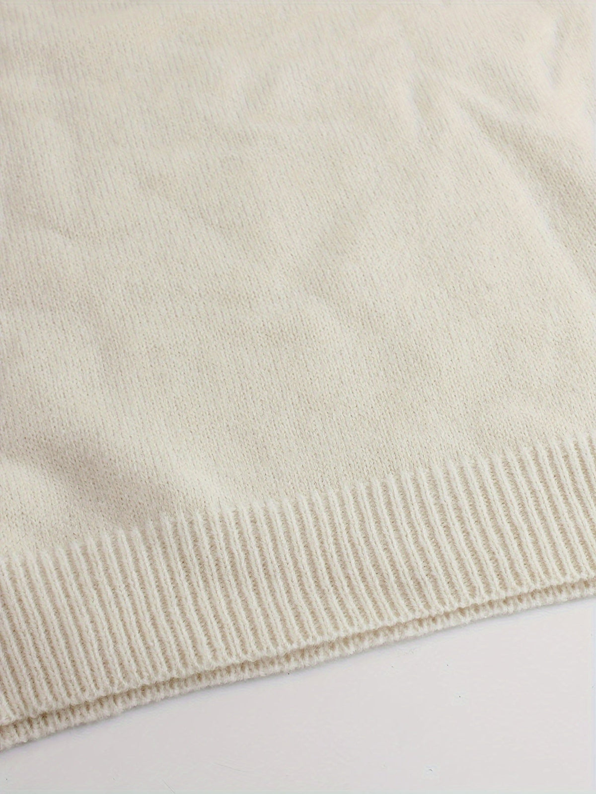 Women's Ribbed Round Neck Sweater with Striped Cuffs