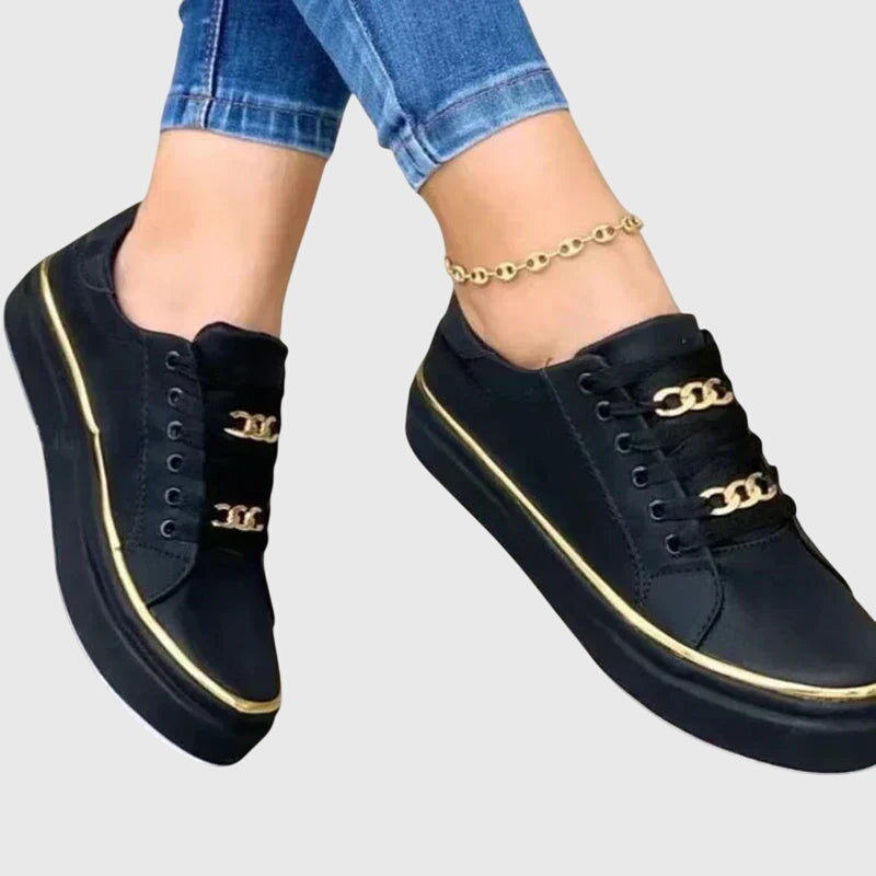 Women's Velvet Lace-Up Trainers Low-Top Casual Sneakers with Raised Sole