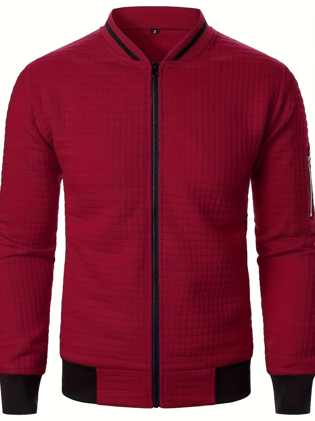 Men's Textured Zip-Up Bomber Jacket