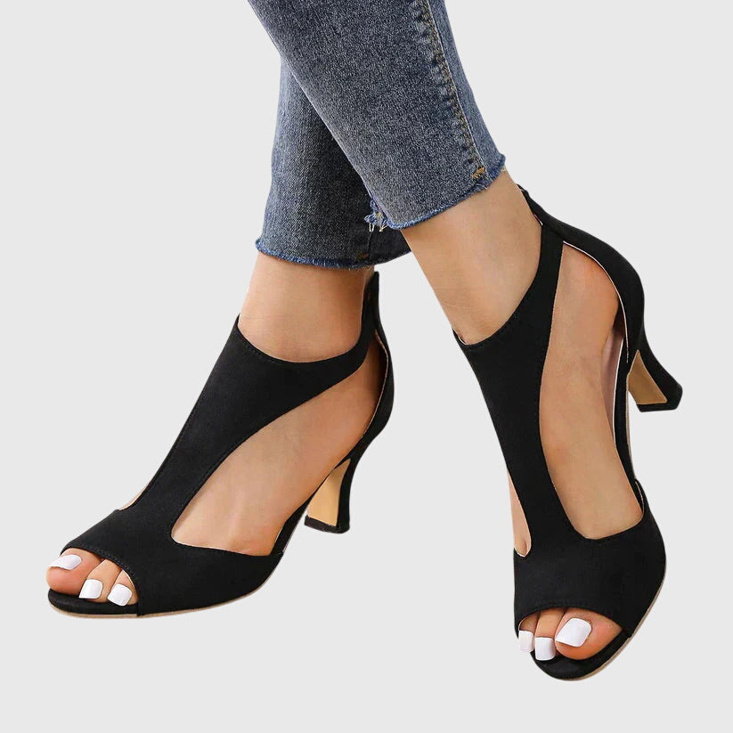 Women's Orthopedic Heels with Stretch Fit - Black