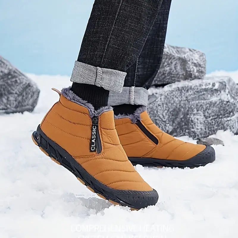 Men's Quilted Faux Fur-Lined Side-Zip Winter Ankle Boots