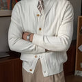 Men's Ribbed Button-Up Cardigan Sweater - White