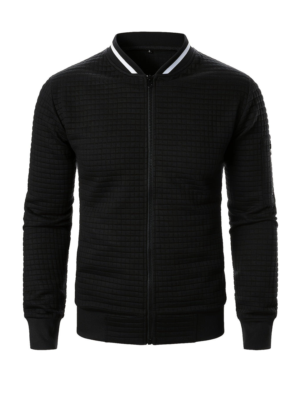 Men's Textured Zip-Up Bomber Jacket