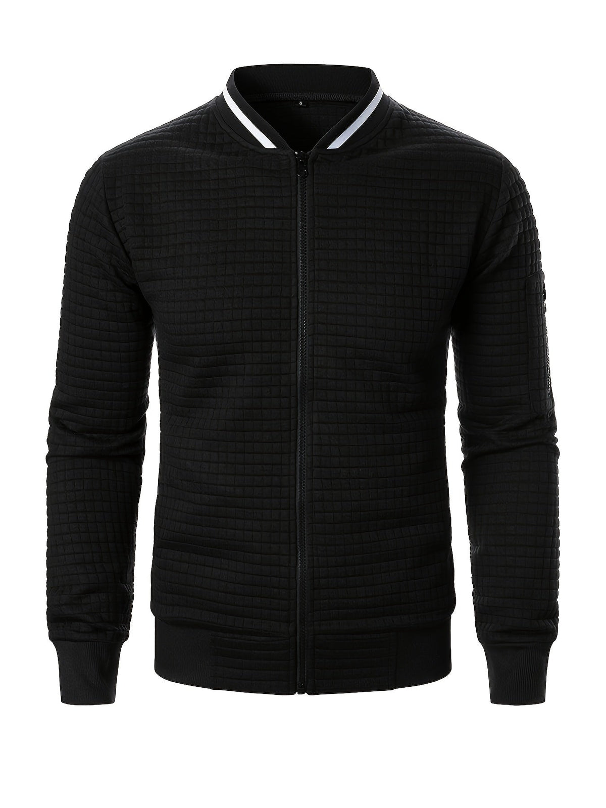 Men's Textured Zip-Up Bomber Jacket