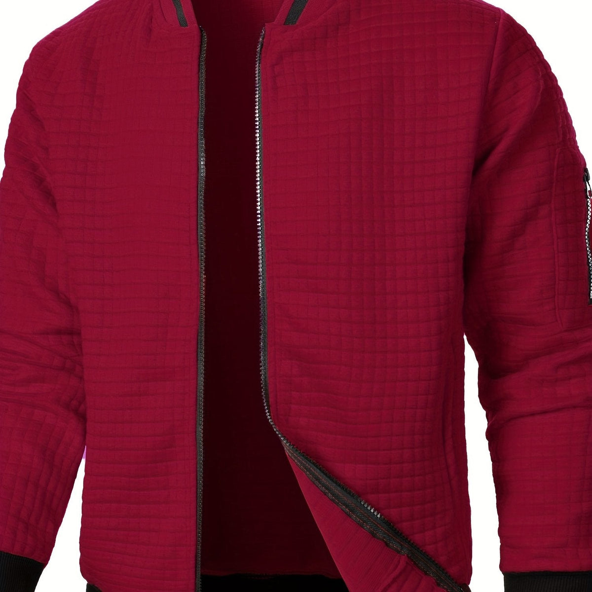 Men's Textured Zip-Up Bomber Jacket