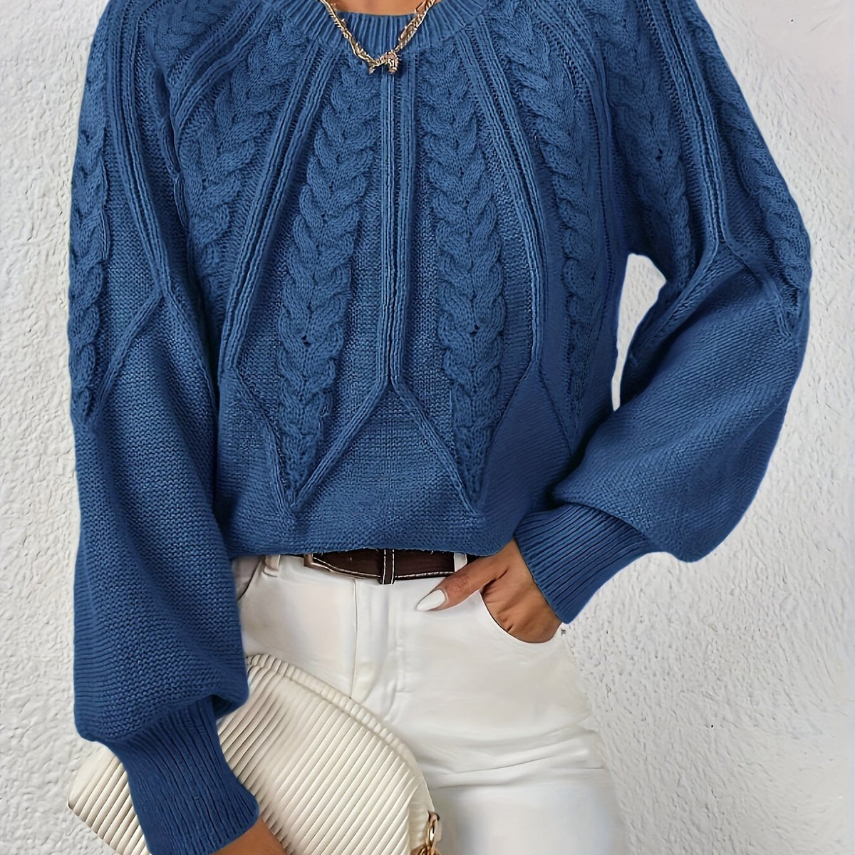Women's Cable-Knit Lantern Sleeve Sweater
