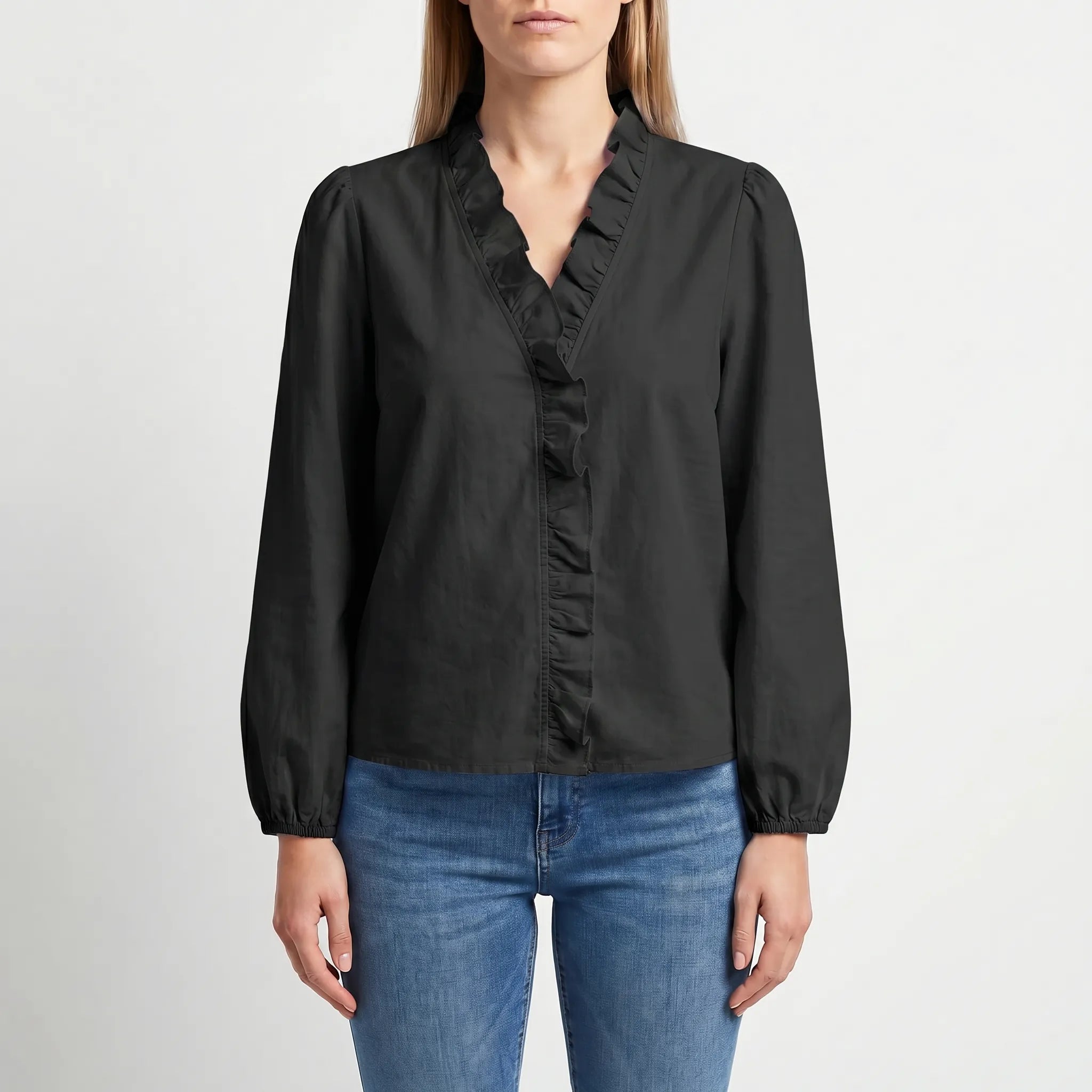 Ruffle V Neck Blouse