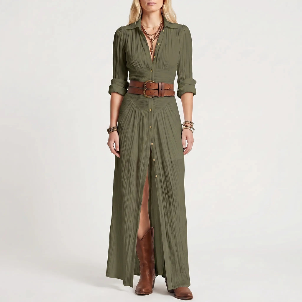 Women's Maxi Shirt Dress - Button Down Boho for Summer