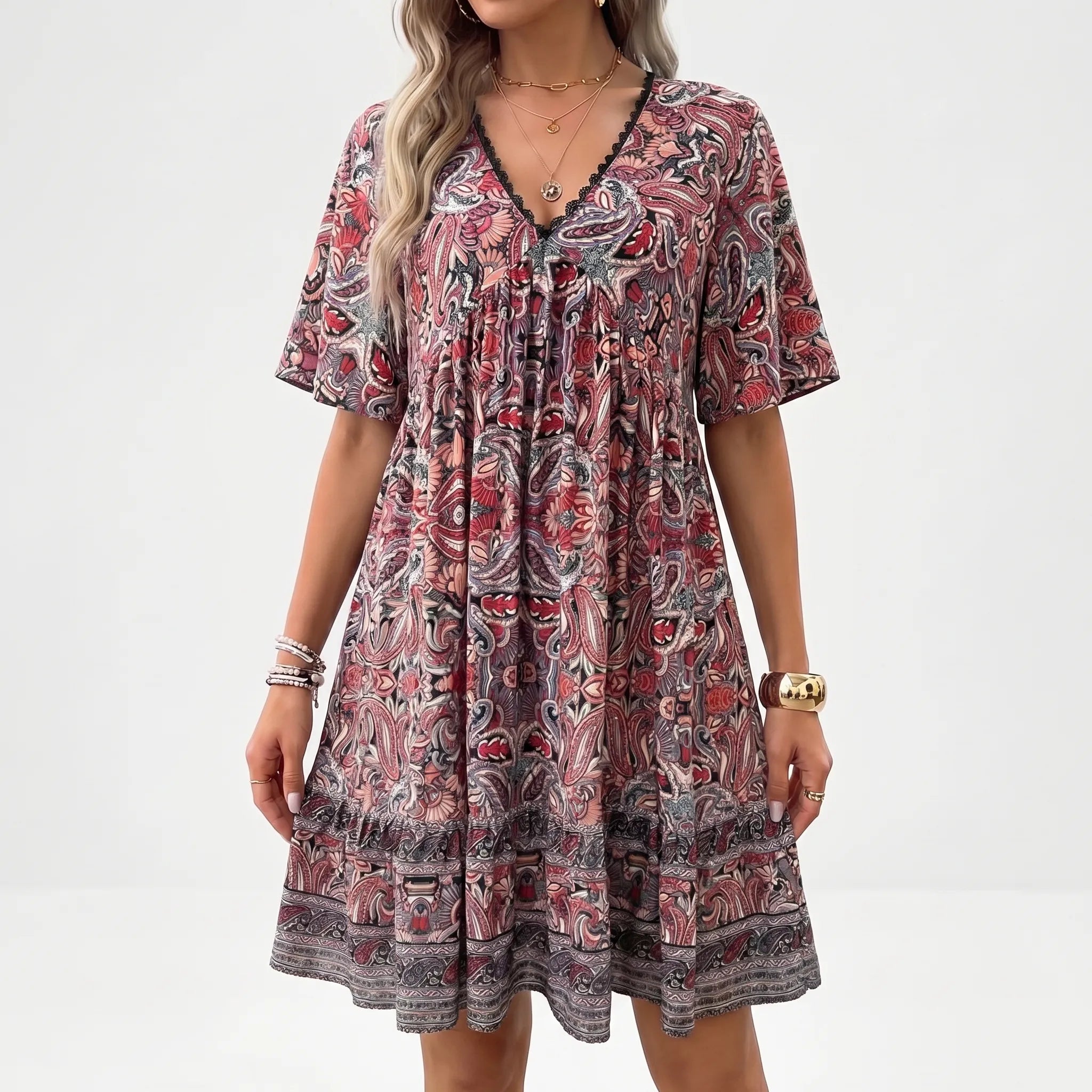 Boho Paisley Mini Dress