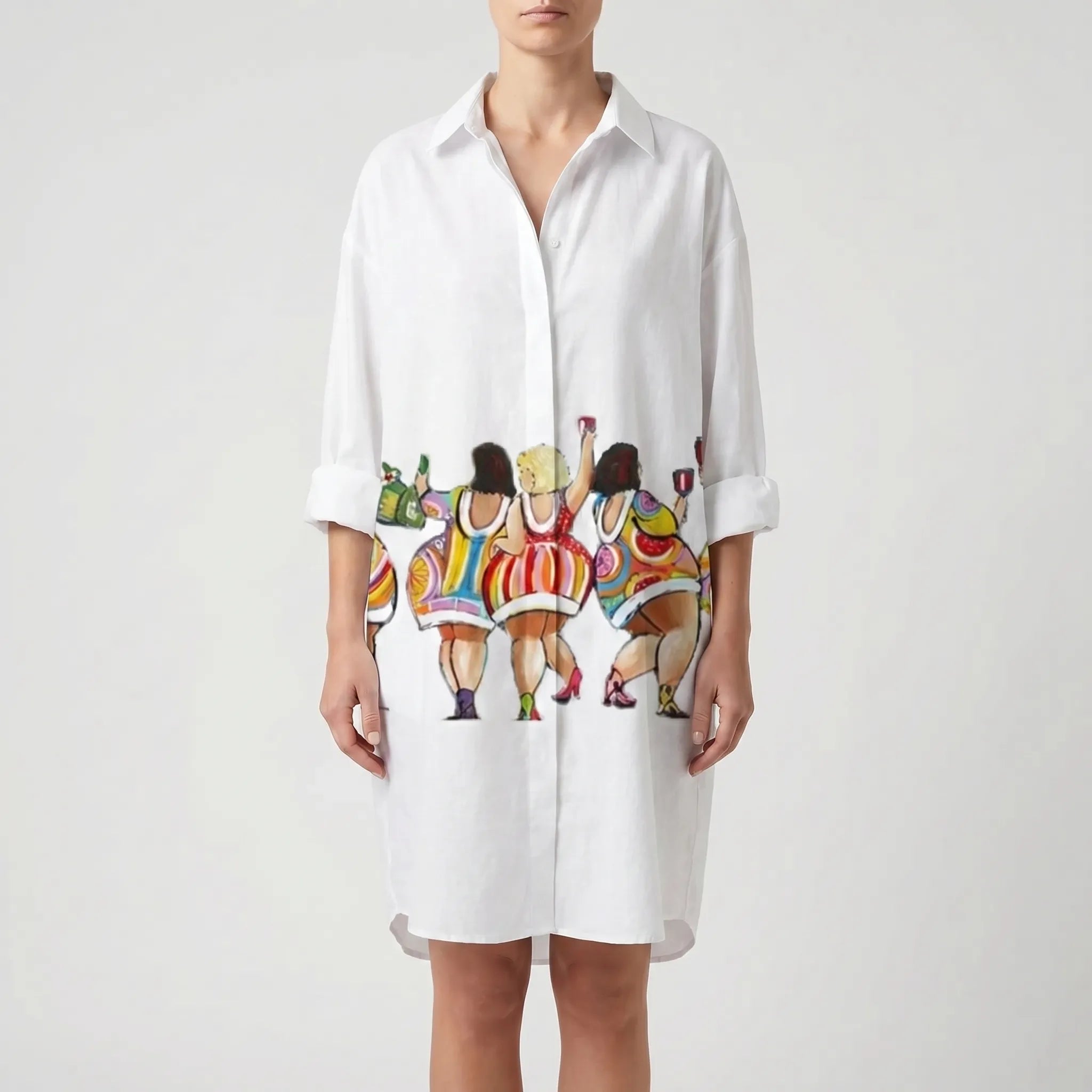 Printed Button-Front Shirt Dress
