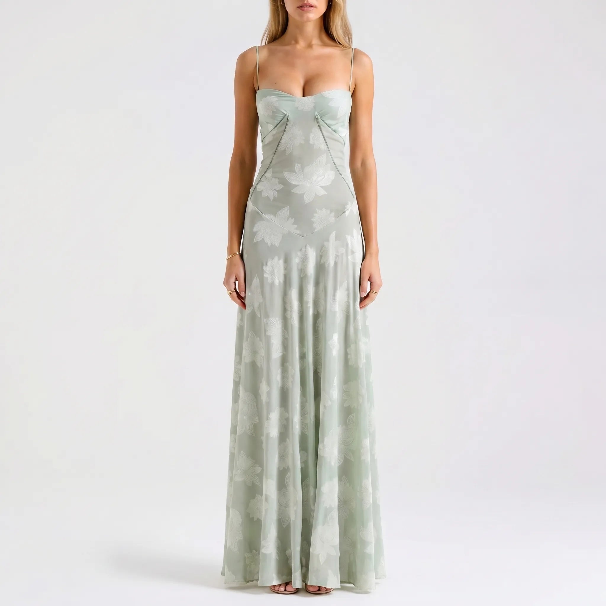 Slip Maxi Dress with Lace-Up Back