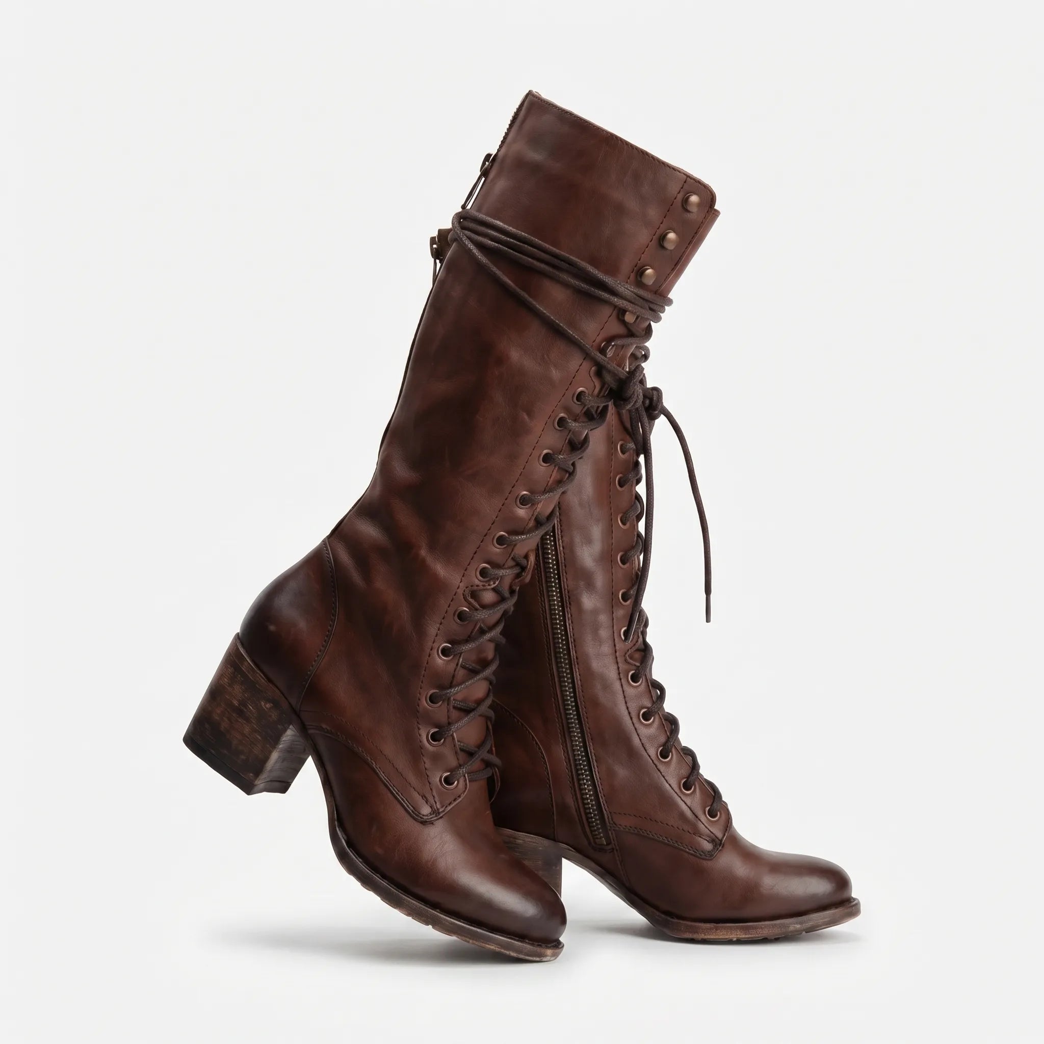 Lace Up Knee High Boots