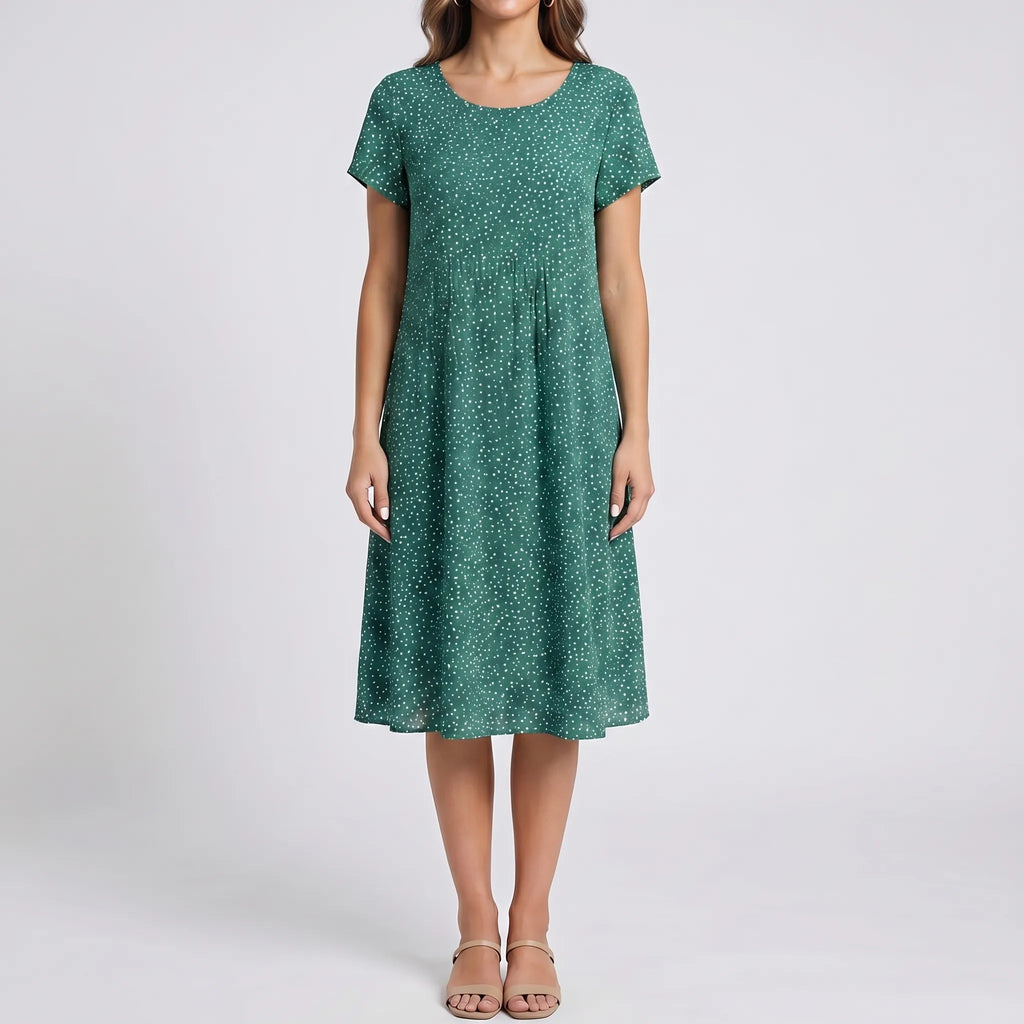 Women's Printed Boho Midi Dress - Casual Summer Sundress