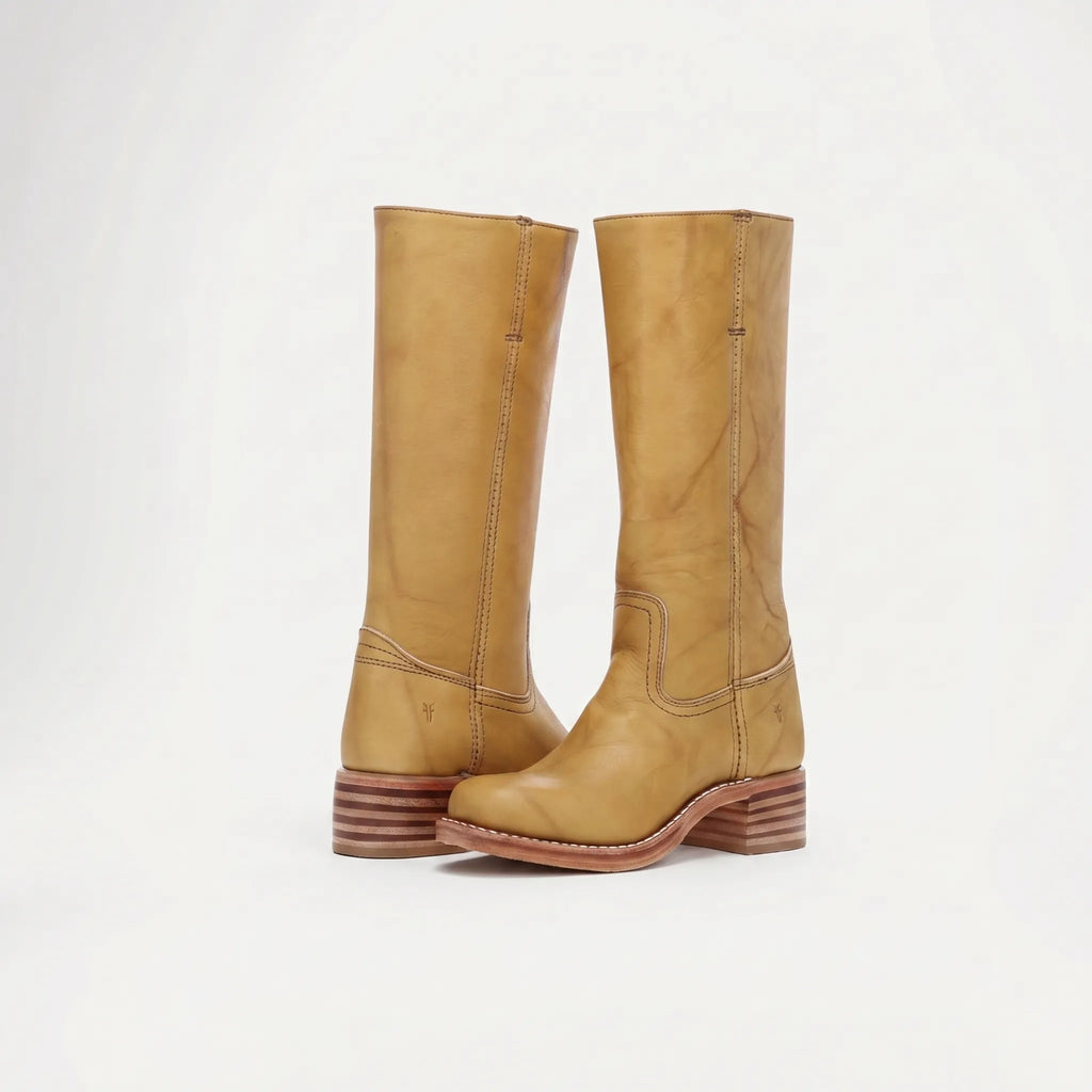 Square Toe Leather Knee High Boots