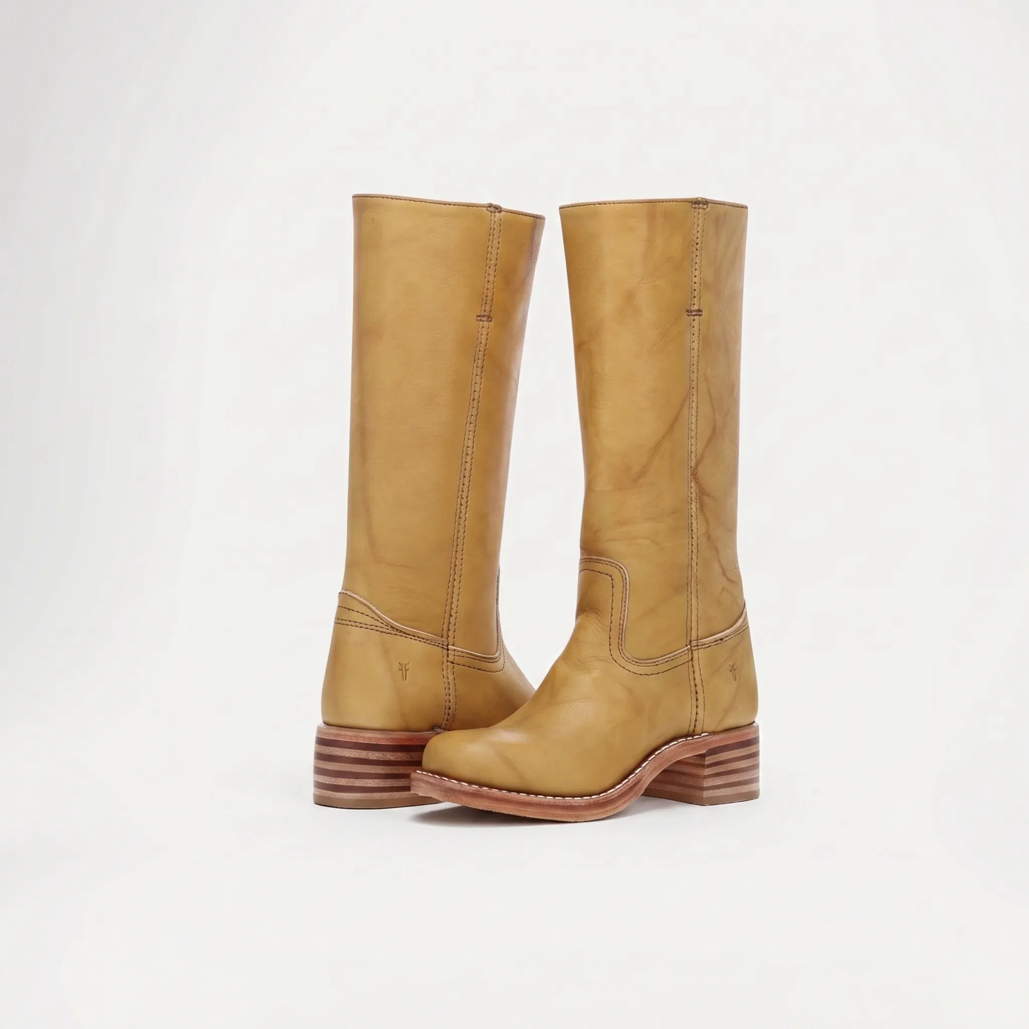 Square Toe Leather Knee High Boots