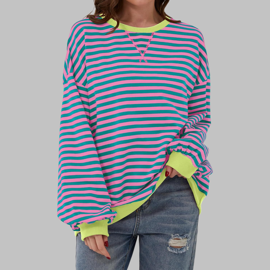 Women's Long Sleeve Striped Casual Sweatshirt
