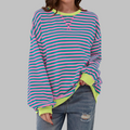 Women's Long Sleeve Striped Casual Sweatshirt